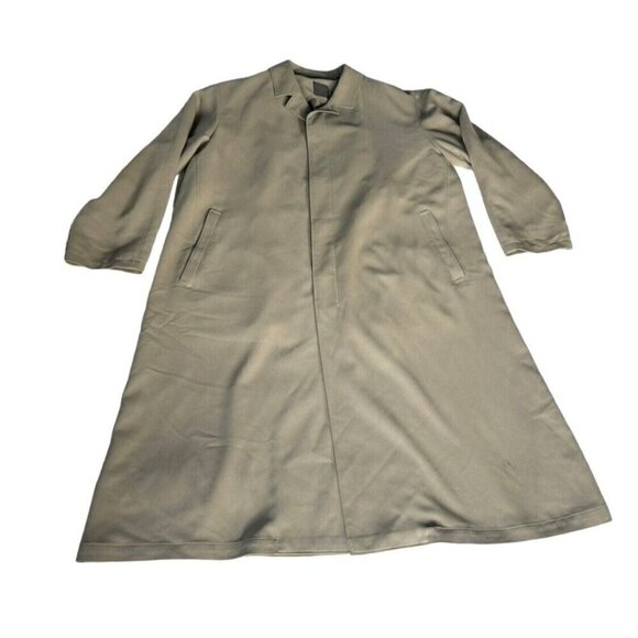 Vintage Sanyo New York Men’s Sz L Khaki Trench Coat Long Over Coat Made in Japan - Picture 15 of 15